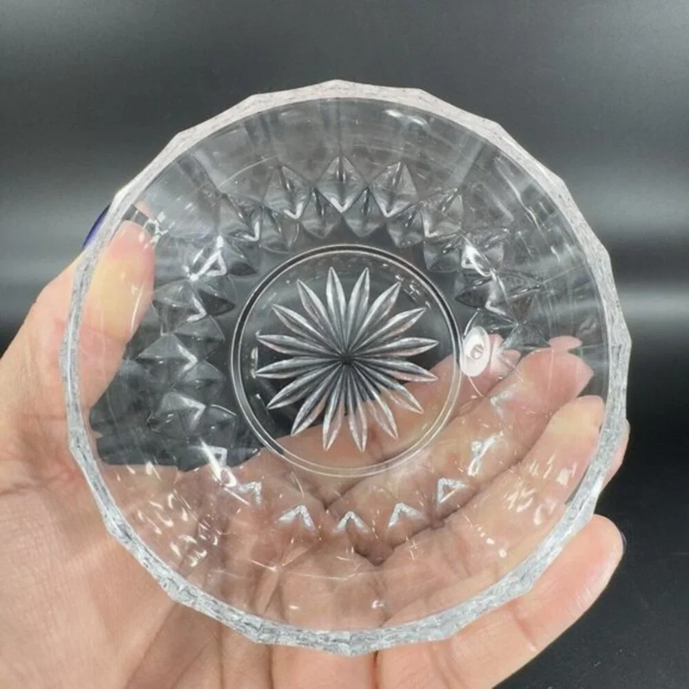 Val St. Lambert Crystal Clear Glass‎ Round Dish Bowl Signed On Bottom Vintage